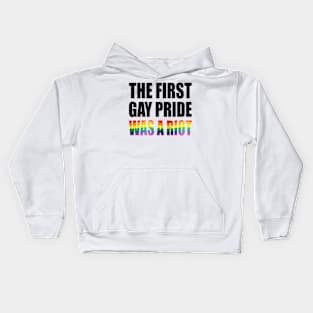 The First Gay Pride was a Riot Rainbow Flag Design Kids Hoodie